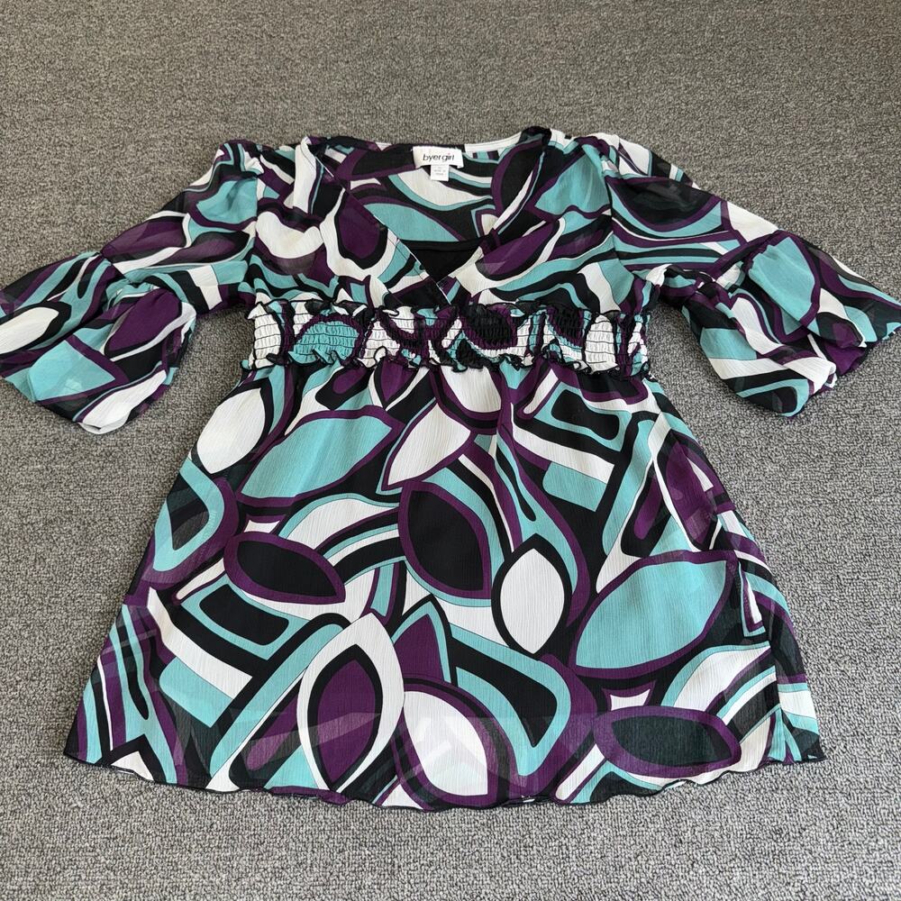 Byer Girl VTG Y2K Babydoll Fairy Top Girls Size XL Purple Turquoise Layered Boho - Picture 9 of 9